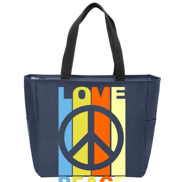 Love Peace Hippie Retro Zip Tote Bag