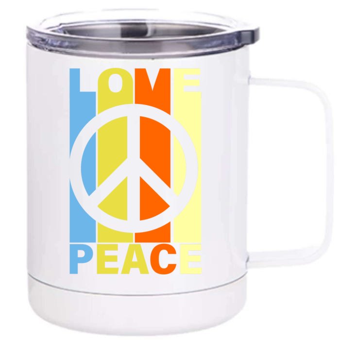 Love Peace Hippie Retro Front & Back 12oz Stainless Steel Tumbler Cup