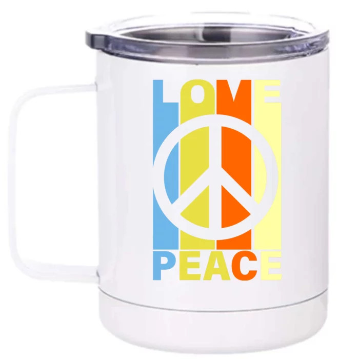 Love Peace Hippie Retro Front & Back 12oz Stainless Steel Tumbler Cup