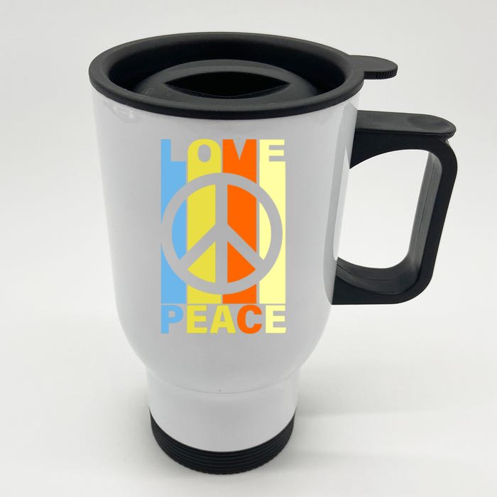 Love Peace Hippie Retro Front & Back Stainless Steel Travel Mug