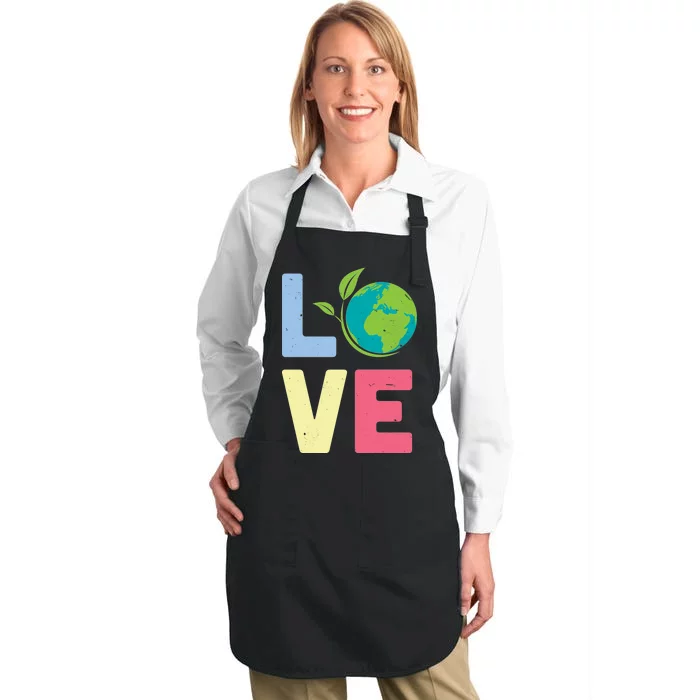 Love Planet Earth Day Full-Length Apron With Pocket