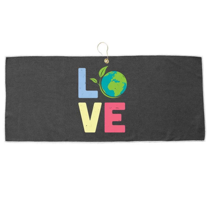 Love Planet Earth Day Large Microfiber Waffle Golf Towel