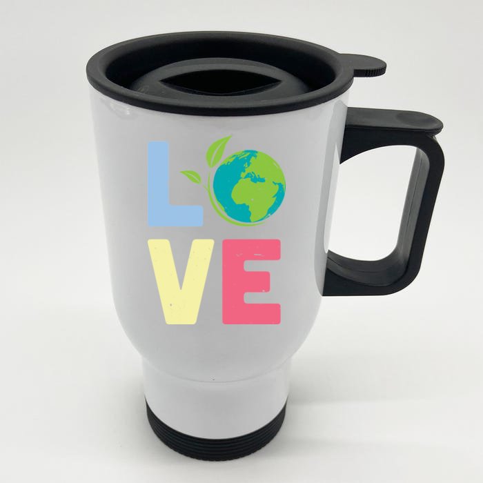 Love Planet Earth Day Front & Back Stainless Steel Travel Mug