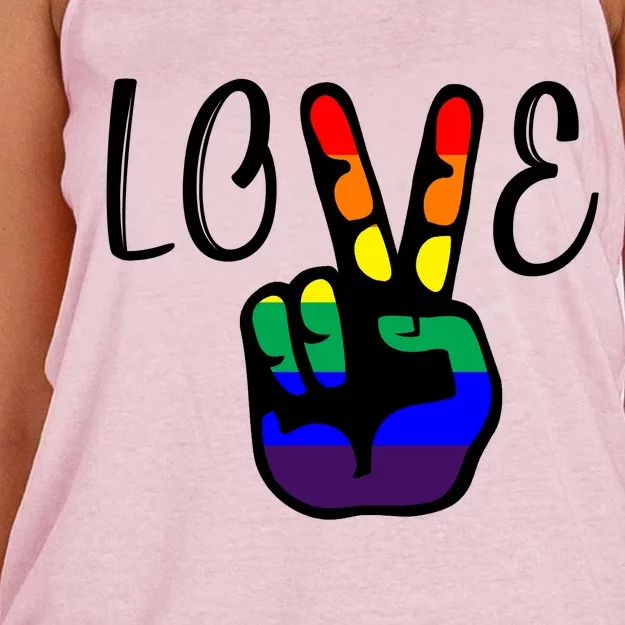 Love Pride Peace Sign Women's Knotted Racerback Tank