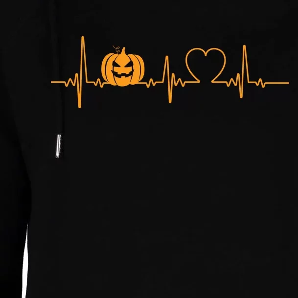 Love Pumpkins Halloween Heartbeat Womens Funnel Neck Pullover Hood