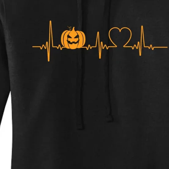 Love Pumpkins Halloween Heartbeat Women's Pullover Hoodie