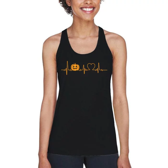 Love Pumpkins Halloween Heartbeat Women's Racerback Tank