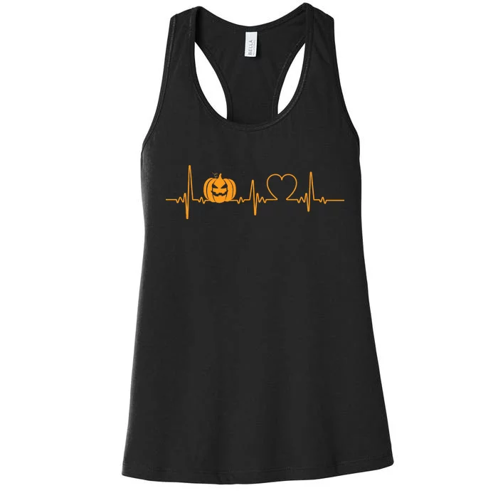 Love Pumpkins Halloween Heartbeat Women's Racerback Tank