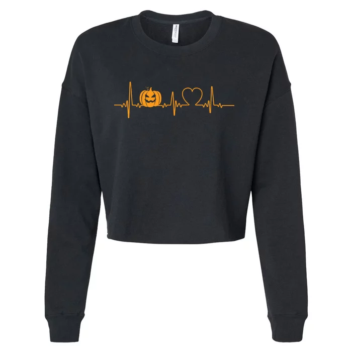 Love Pumpkins Halloween Heartbeat Cropped Pullover Crew