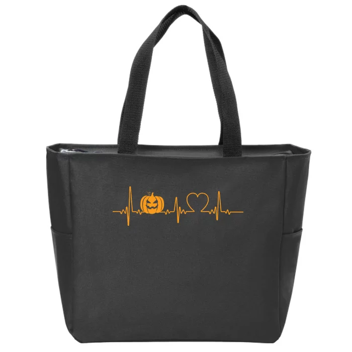 Love Pumpkins Halloween Heartbeat Zip Tote Bag