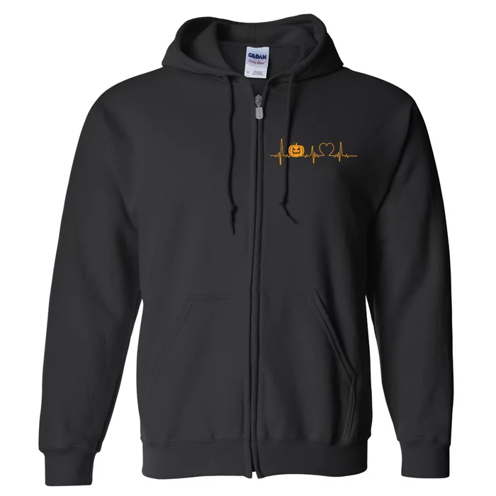 Love Pumpkins Halloween Heartbeat Full Zip Hoodie