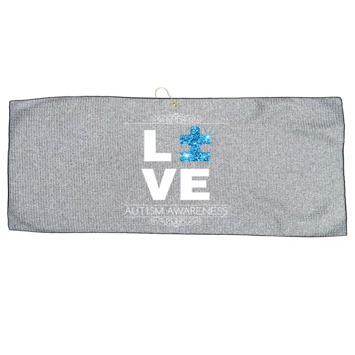 Love Puzzle Piece Autism Awareness Design Large Microfiber Waffle Golf Towel