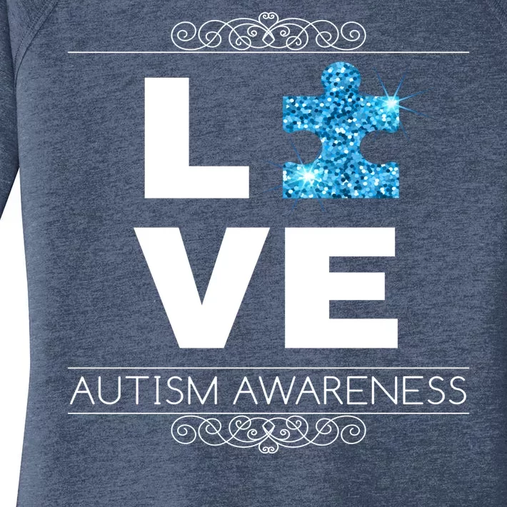 Love Puzzle Piece Autism Awareness Design Women's Perfect Tri Tunic Long Sleeve Shirt