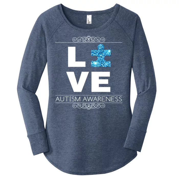 Love Puzzle Piece Autism Awareness Design Women's Perfect Tri Tunic Long Sleeve Shirt