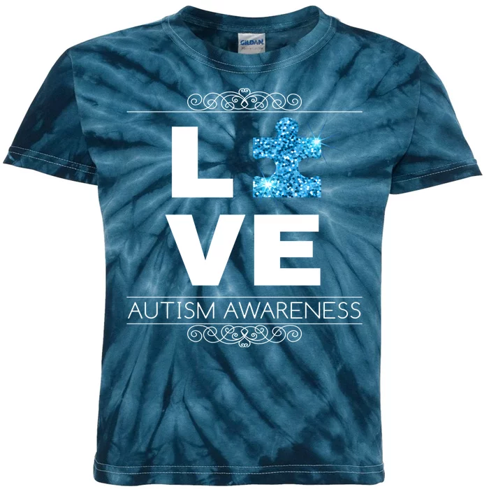 Love Puzzle Piece Autism Awareness Design Kids Tie-Dye T-Shirt