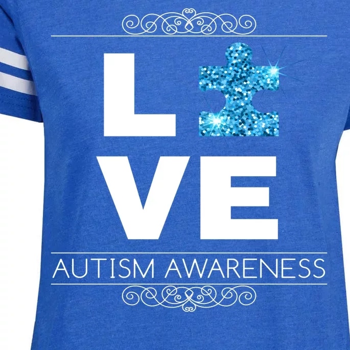 Love Puzzle Piece Autism Awareness Design Enza Ladies Jersey Football T-Shirt