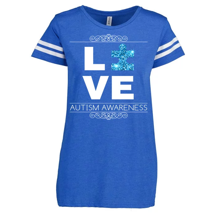 Love Puzzle Piece Autism Awareness Design Enza Ladies Jersey Football T-Shirt