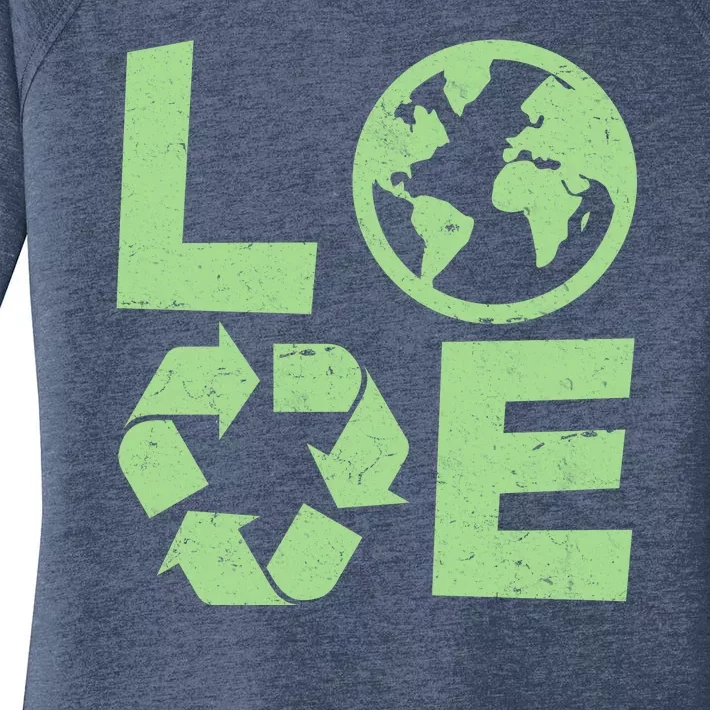 LOVE Recycle Earth Day Women's Perfect Tri Tunic Long Sleeve Shirt