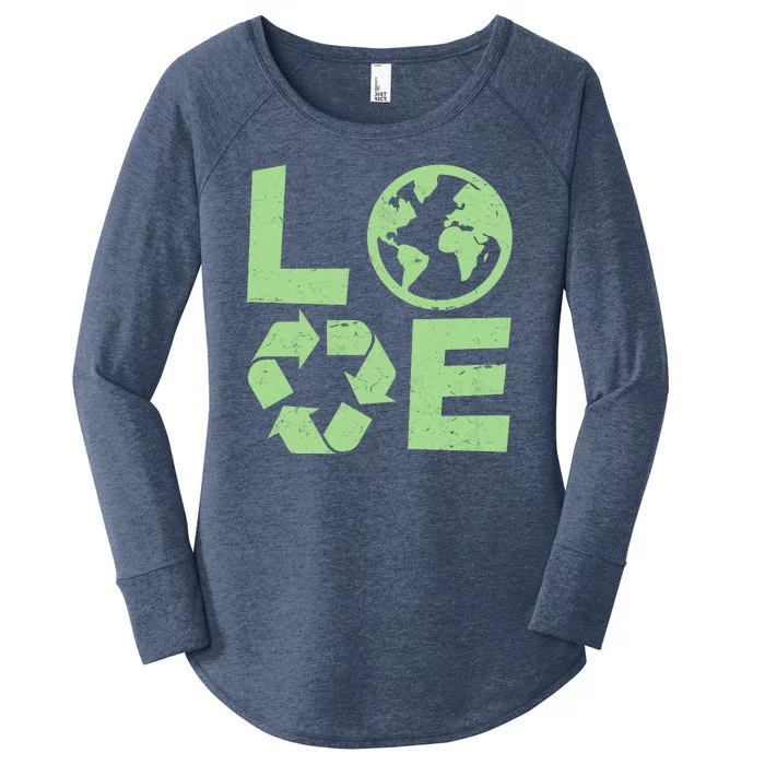 LOVE Recycle Earth Day Women's Perfect Tri Tunic Long Sleeve Shirt