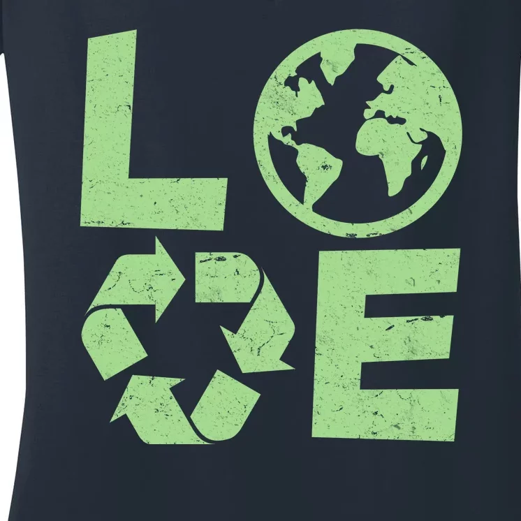 LOVE Recycle Earth Day Women's V-Neck T-Shirt