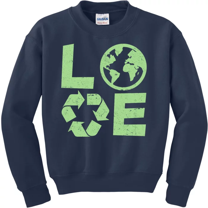 LOVE Recycle Earth Day Kids Sweatshirt