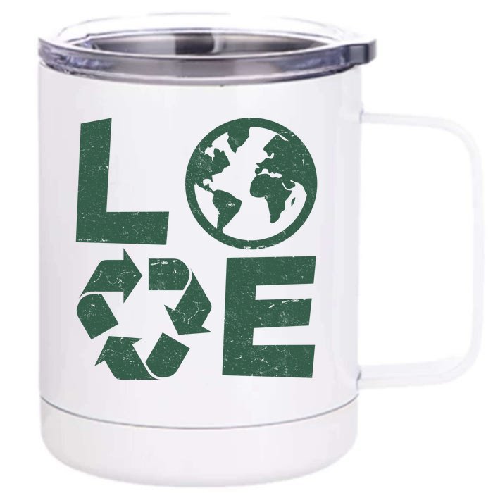 LOVE Recycle Earth Day Front & Back 12oz Stainless Steel Tumbler Cup