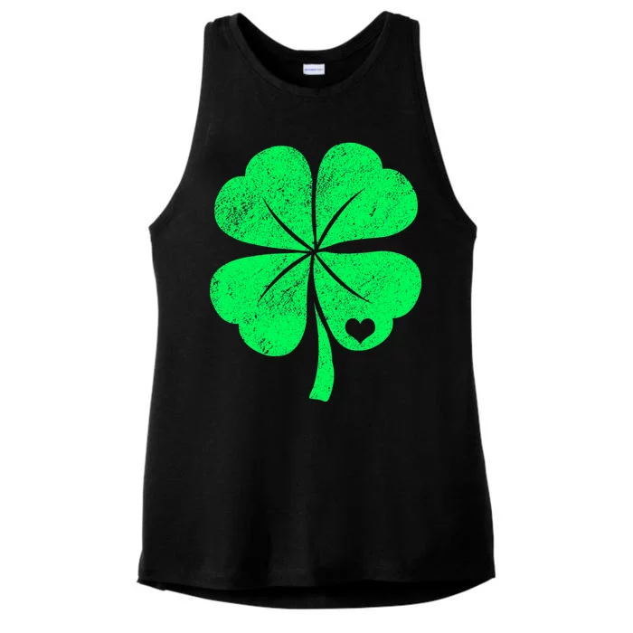 Love Shamrock Vintage Distressed Irish Clover Ladies Tri-Blend Wicking Tank