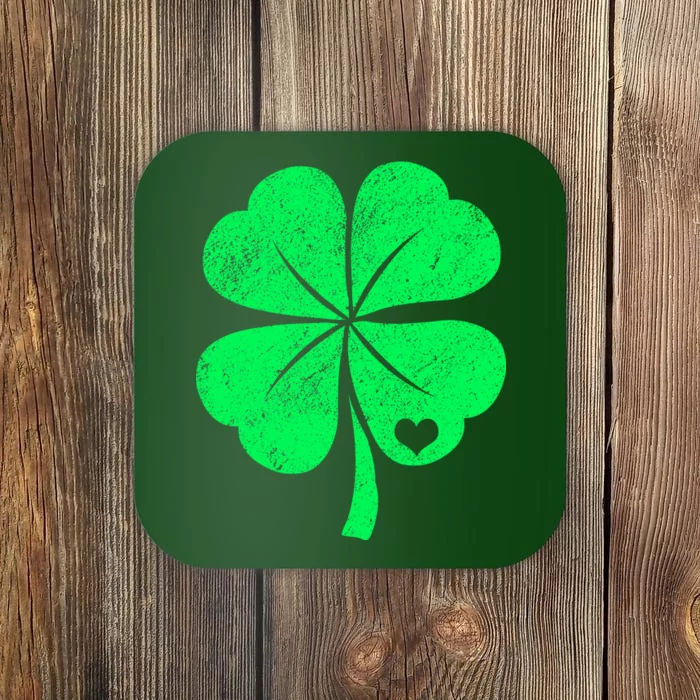 Love Shamrock Vintage Distressed Irish Clover Coaster