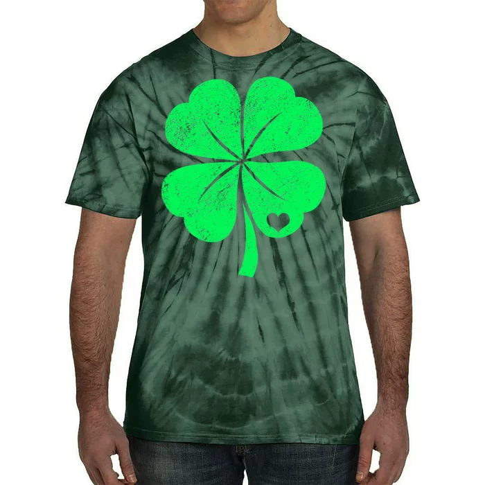 Love Shamrock Vintage Distressed Irish Clover Tie-Dye T-Shirt