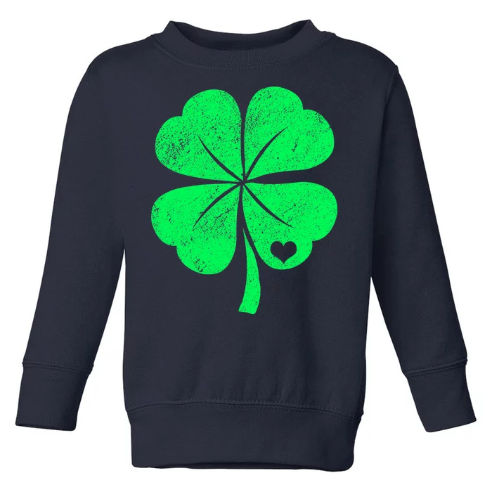 Love Shamrock Vintage Distressed Irish Clover Toddler Sweatshirt