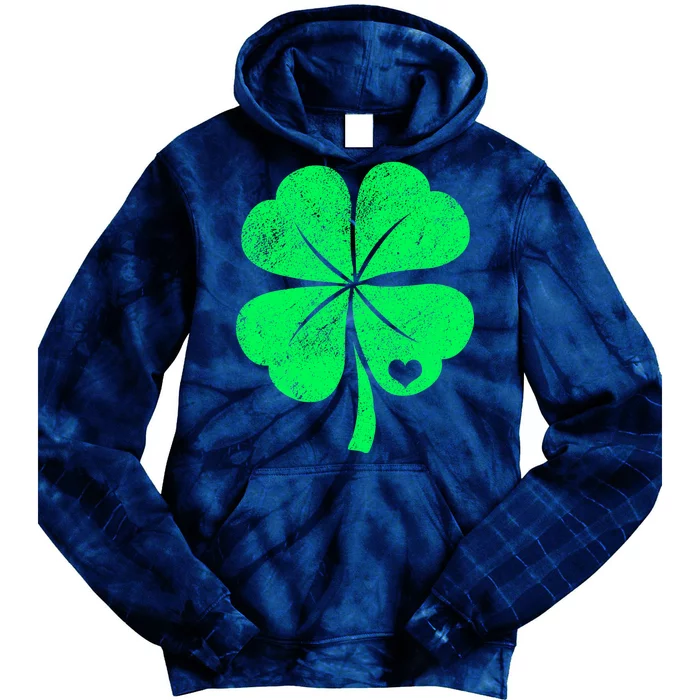 Love Shamrock Vintage Distressed Irish Clover Tie Dye Hoodie