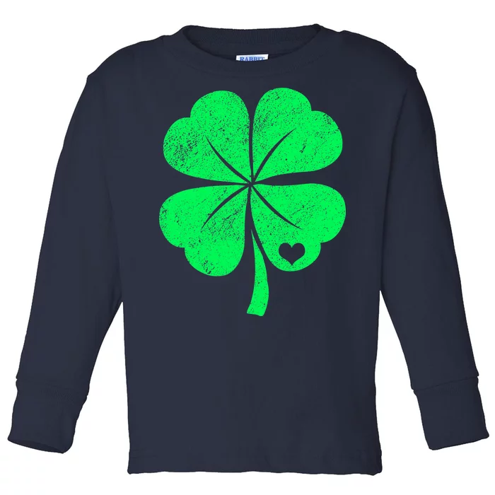 Love Shamrock Vintage Distressed Irish Clover Toddler Long Sleeve Shirt