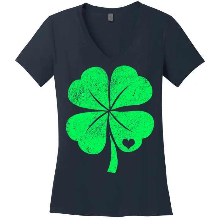 Love Shamrock Vintage Distressed Irish Clover Women's V-Neck T-Shirt