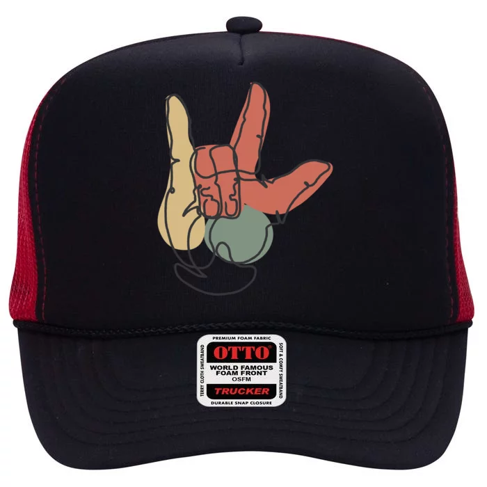 Love Sign Language High Crown Mesh Trucker Hat