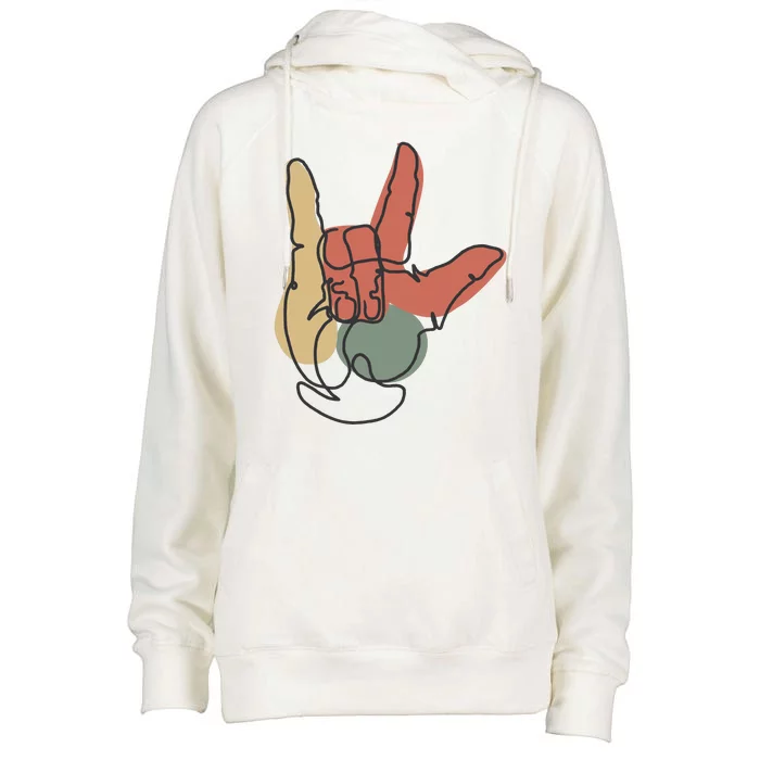 Love Sign Language Womens Funnel Neck Pullover Hood