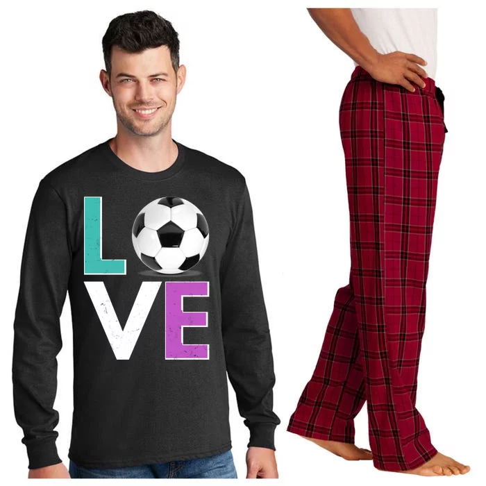 LOVE Soccer Sports Fan Long Sleeve Pajama Set