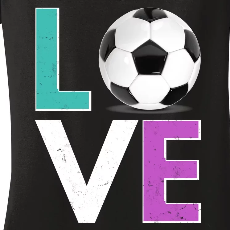 LOVE Soccer Sports Fan Women's V-Neck T-Shirt