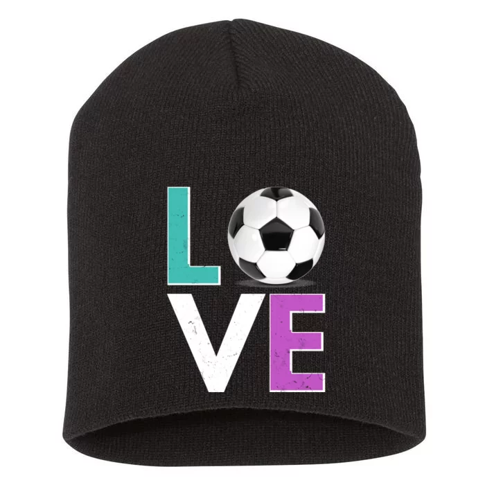 LOVE Soccer Sports Fan Short Acrylic Beanie