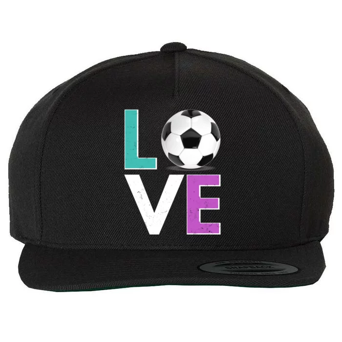 LOVE Soccer Sports Fan Wool Snapback Cap