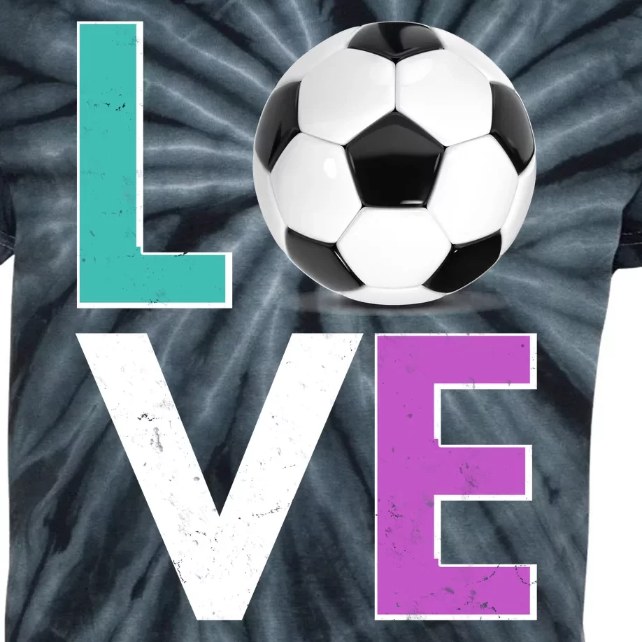 LOVE Soccer Sports Fan Kids Tie-Dye T-Shirt