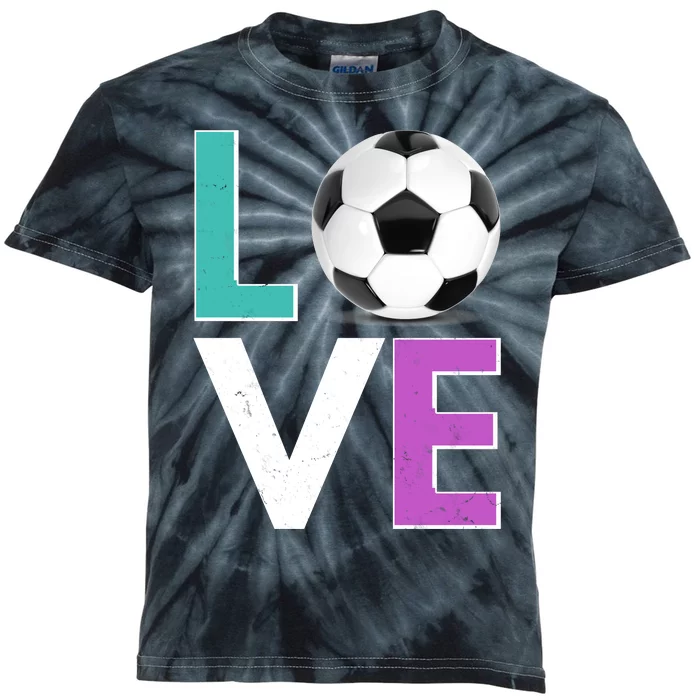 LOVE Soccer Sports Fan Kids Tie-Dye T-Shirt