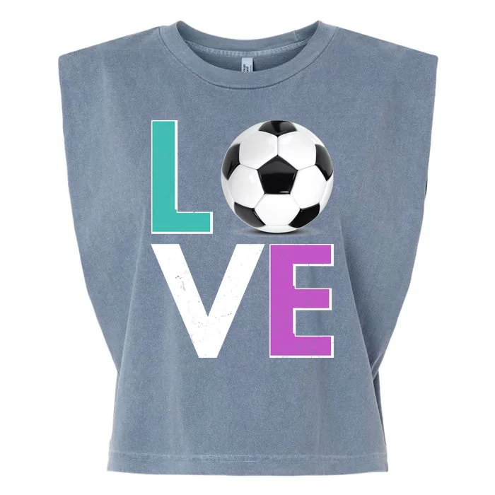 LOVE Soccer Sports Fan Garment-Dyed Women's Muscle Tee