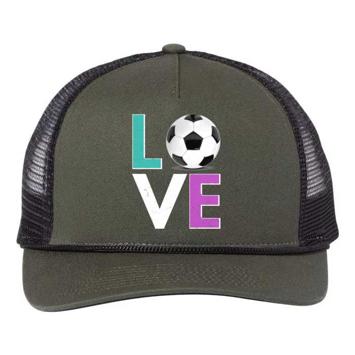 LOVE Soccer Sports Fan Retro Rope Trucker Hat Cap