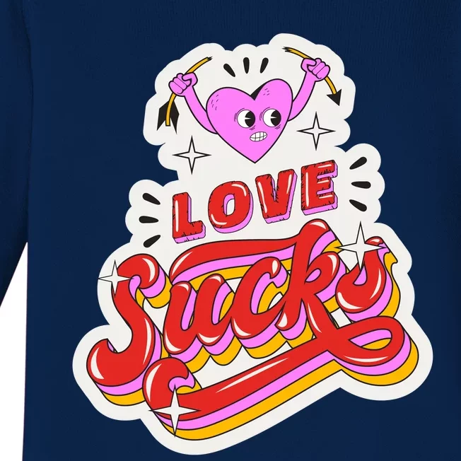 Love Sucks Funny Valentine's Day Baby Long Sleeve Bodysuit