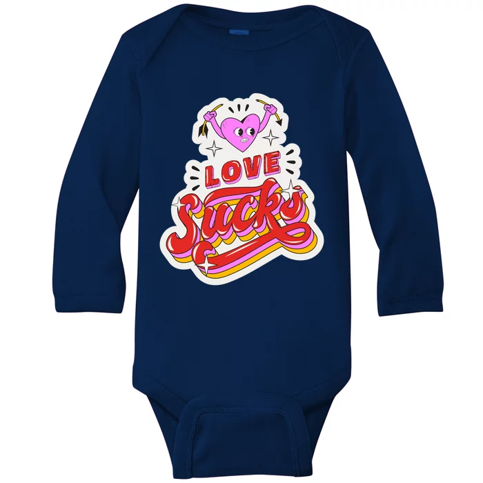 Love Sucks Funny Valentine's Day Baby Long Sleeve Bodysuit