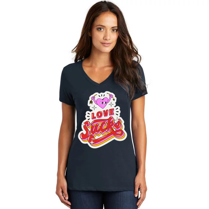 Love Sucks Funny Valentine's Day Women's V-Neck T-Shirt