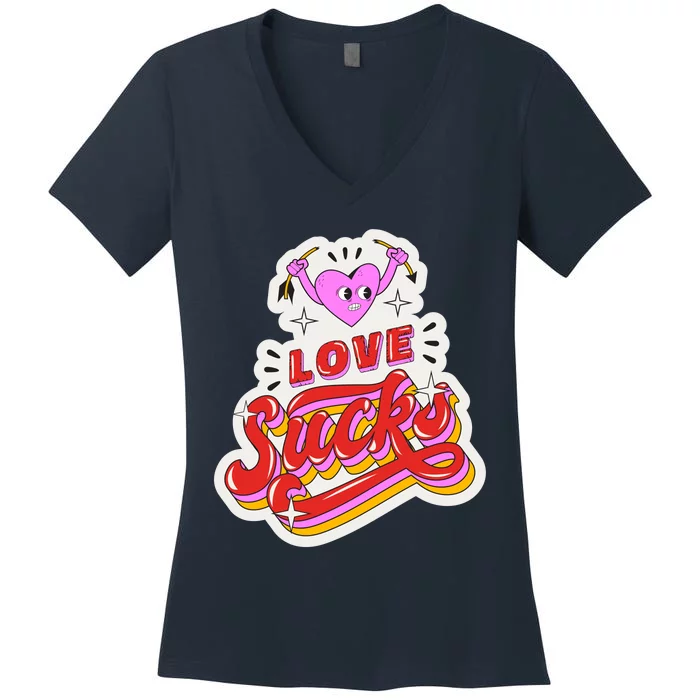 Love Sucks Funny Valentine's Day Women's V-Neck T-Shirt