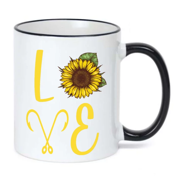 Love Sunflower And Fishing Black Color Changing Mug