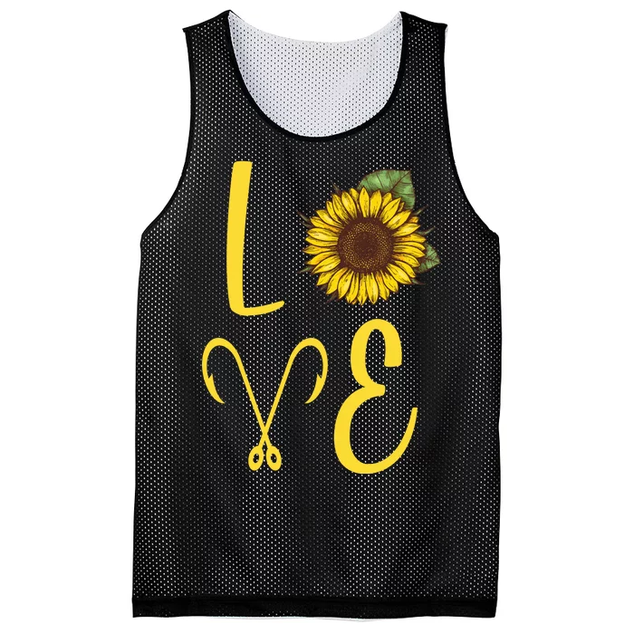 Love Sunflower And Fishing Mesh Reversible Basketball Jersey Tank