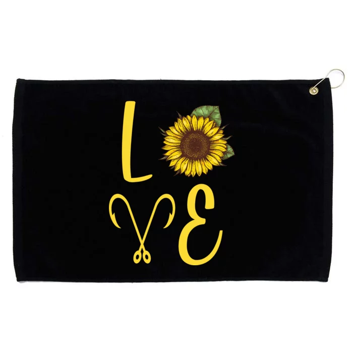 Love Sunflower And Fishing Grommeted Golf Towel